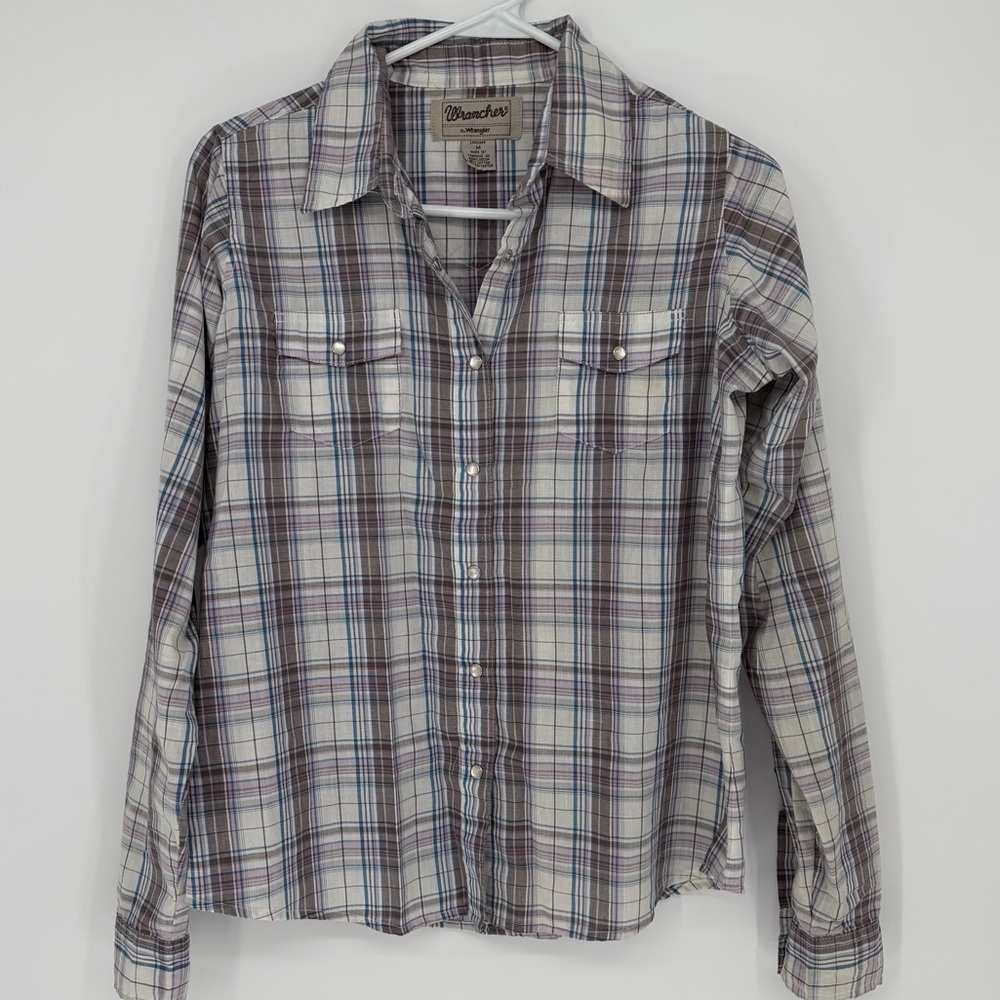 Wrancher by Wrangler Plaid Pearl Snap Button Up Long Sleeve Shirt